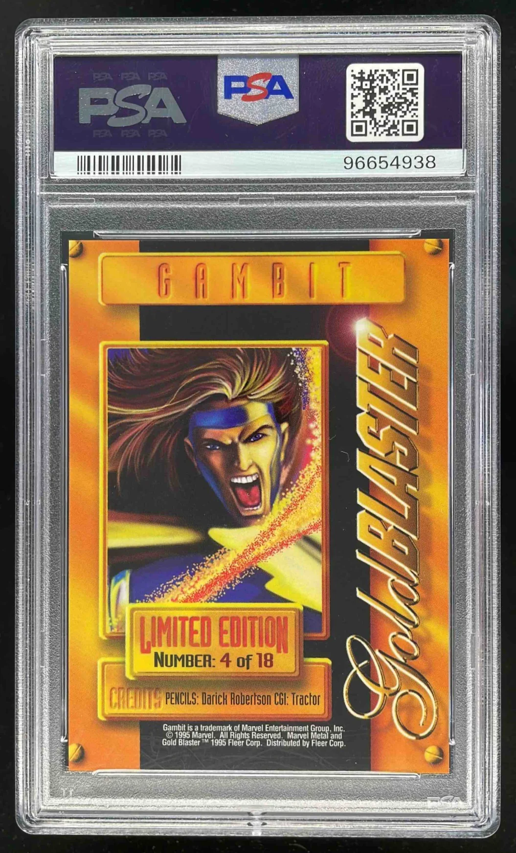 1995 Fleer Metal Marvel Gold Blasters #4 Gambit PSA 9 - Image 2