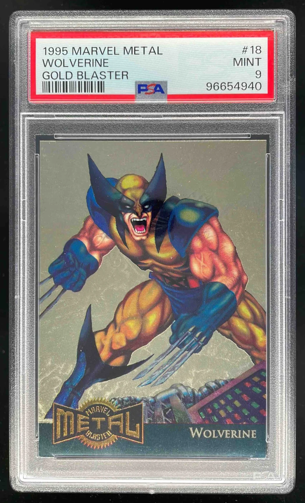 1995 Fleer Metal Marvel Gold Blasters #18 Wolverine PSA 9