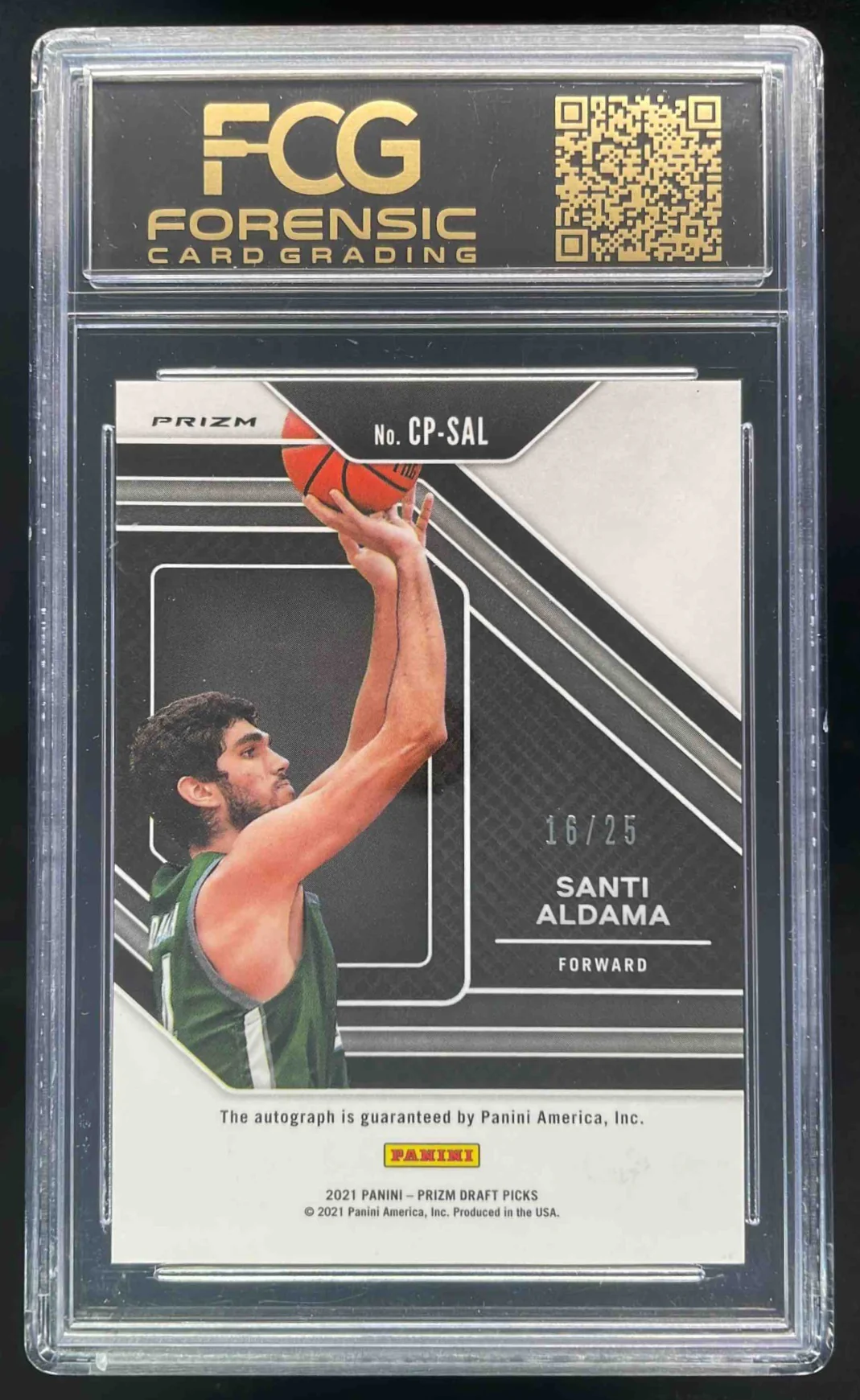 2021 Prizm Draft Picks College Penmanship Mojo Santi Aldama RC Auto /25 FCG 10 - Image 2