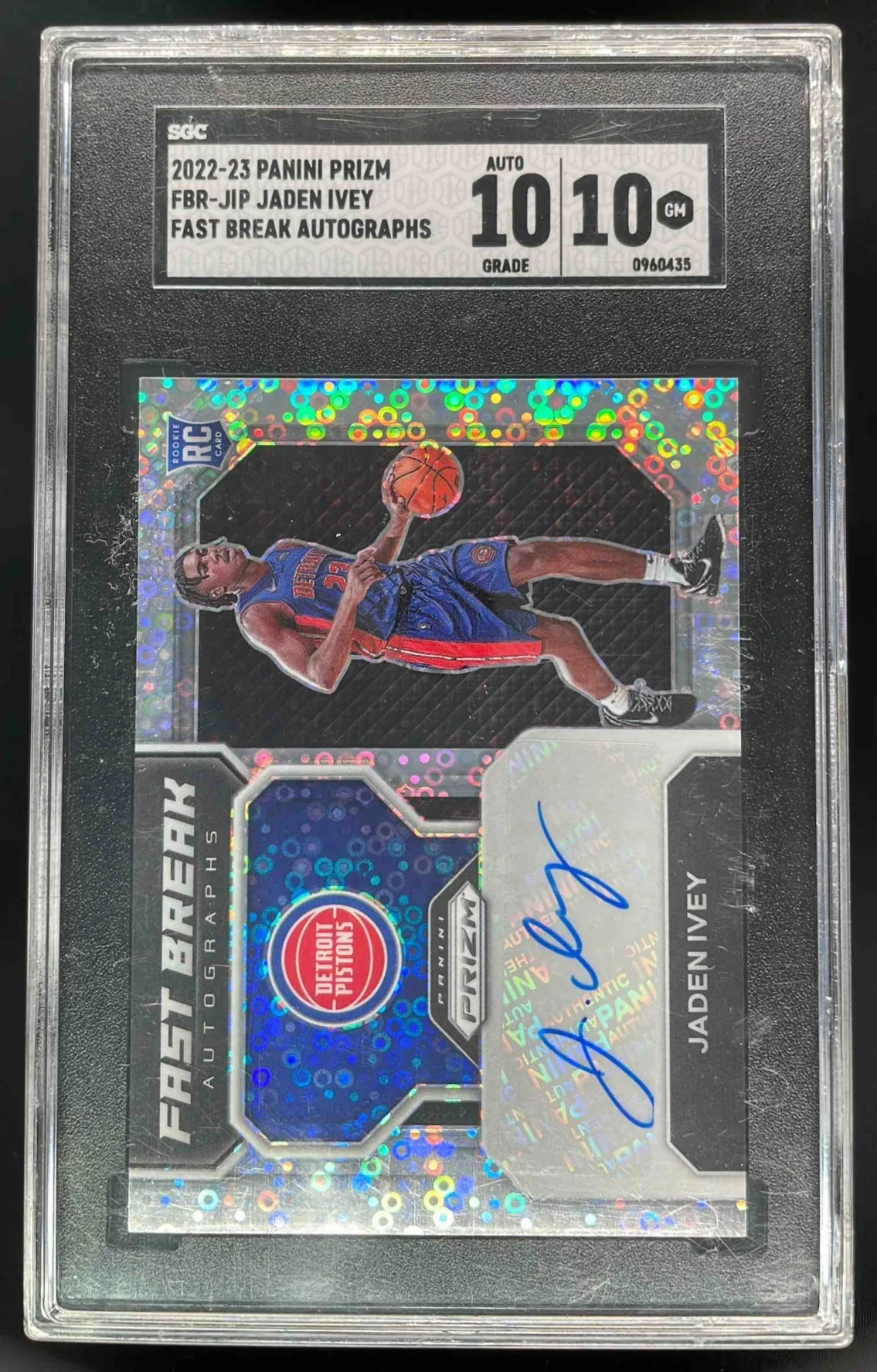 2022-23 Prizm Fast Break #FBR-JIP Jaden Ivey RC Auto SGC 10