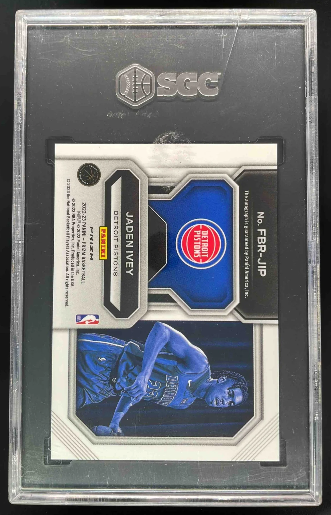 2022-23 Prizm Fast Break #FBR-JIP Jaden Ivey RC Auto SGC 10 - Image 2