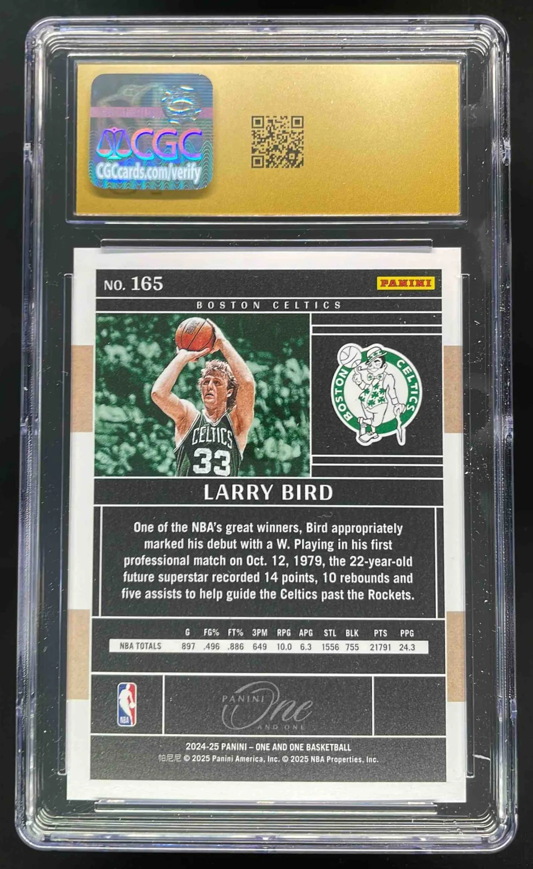 2024-25 Panini One and One Legends Red #165 Larry Bird /15 CGC 10 - Image 2