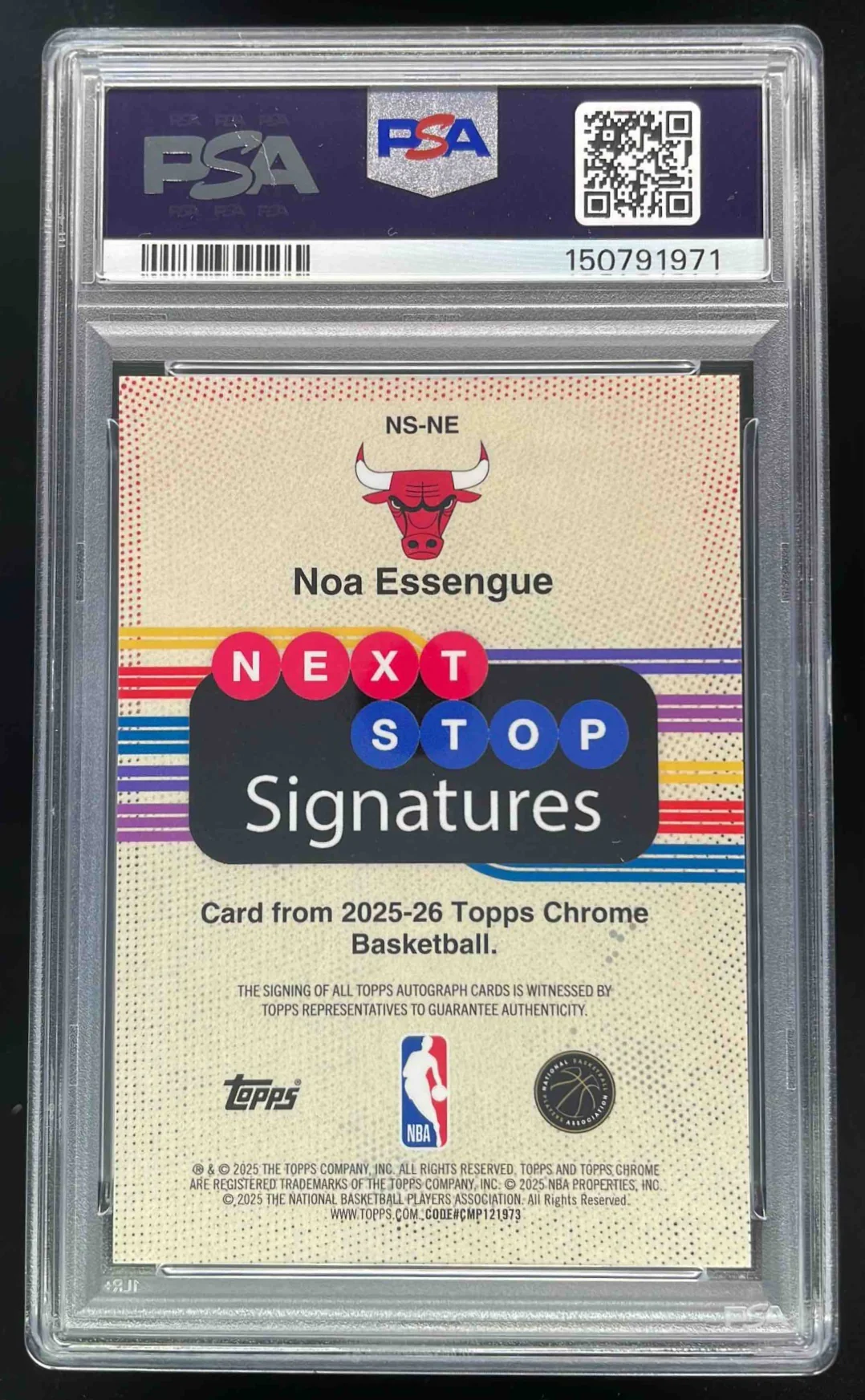 2025-26 Topps Chrome Next Stop Geometric Gold Noa Essengue RC Auto /50 PSA 8 - Image 2