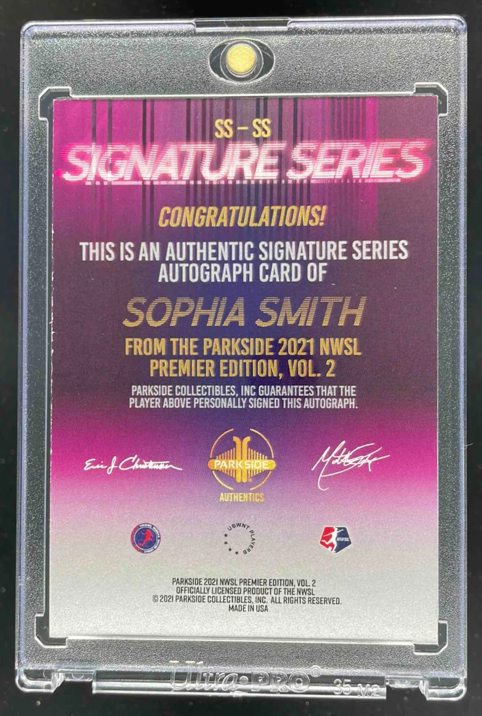 2025 Parkside NWSL Series 1 Signature Series Purple Auto #SS-SS Sam Staab - Image 2