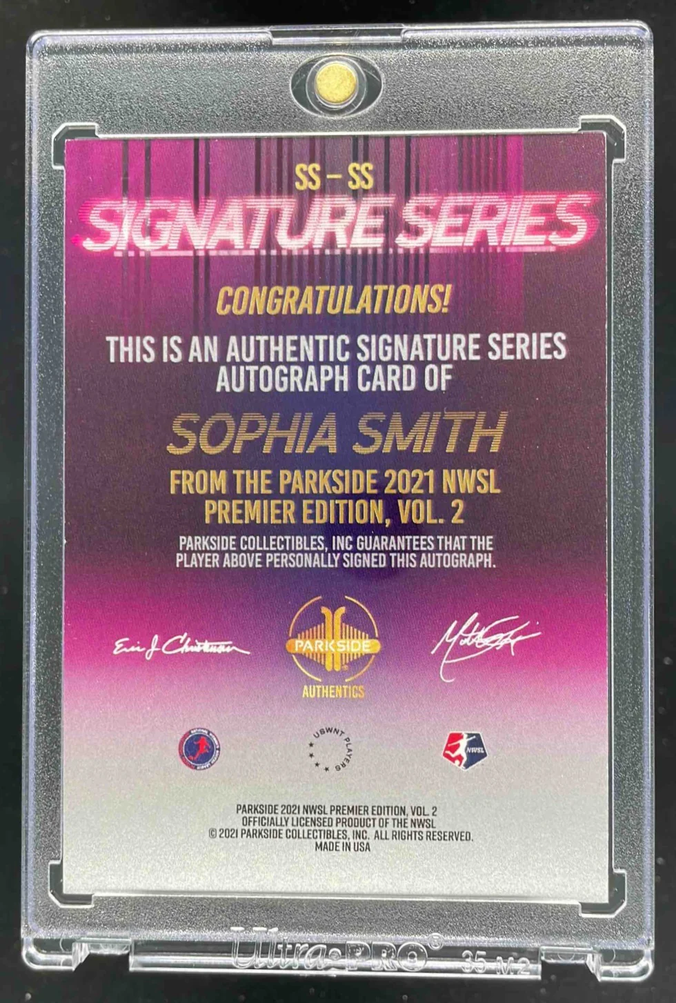 2025 Parkside NWSL Series 1 Signature Series #SS-SS Sam Staab Autograph Auto - Image 2