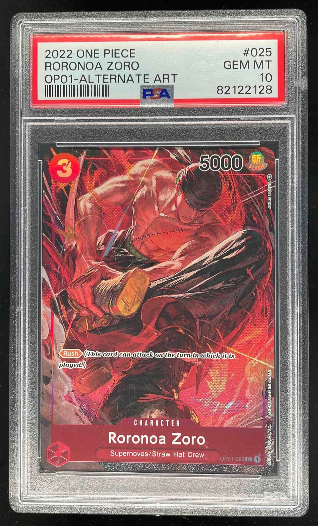 2022 One Piece OP01 #025 Roronoa Zoro Alternate Art PSA 10
