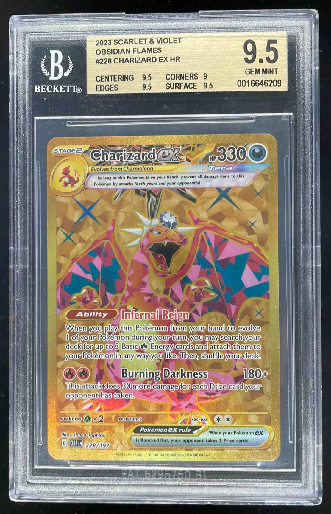 2023 Pokemon SV Obsidian Flames OBF EN #228/197 Charizard ex Hyper Rare BGS 9.5