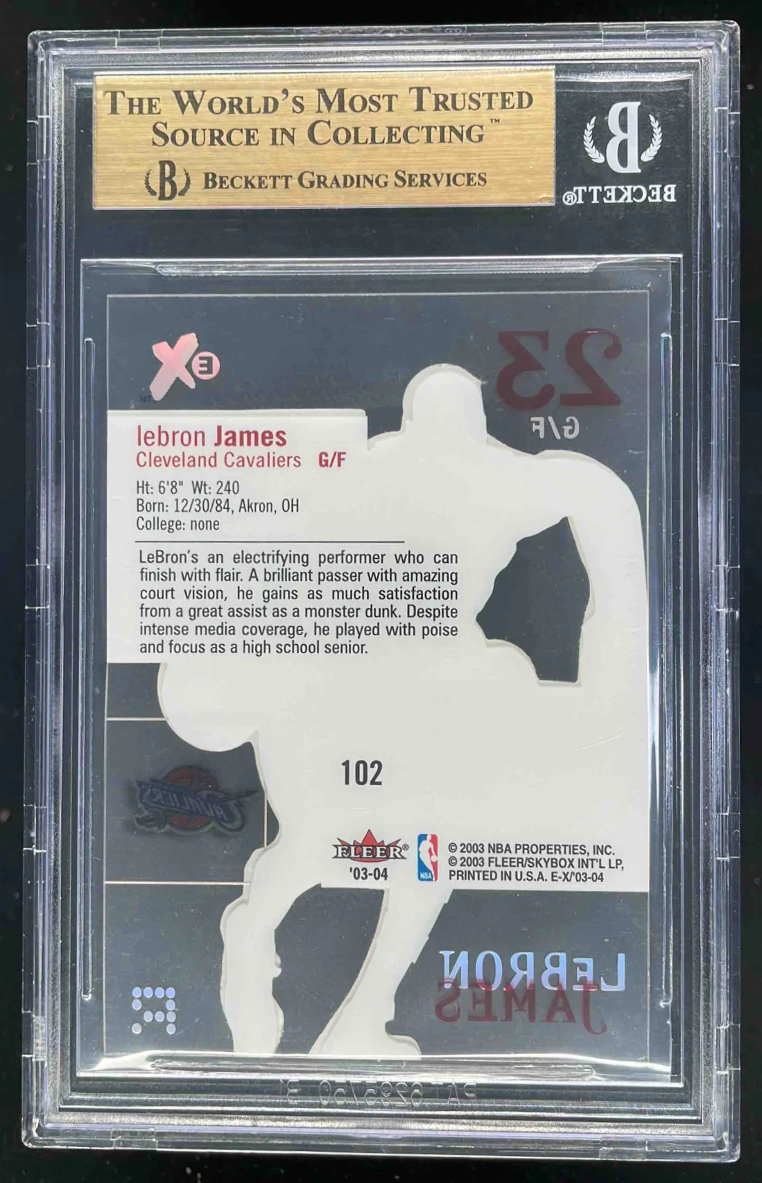 2003-04 Fleer E-X #102 LeBron James RC BGS 10 - Image 2