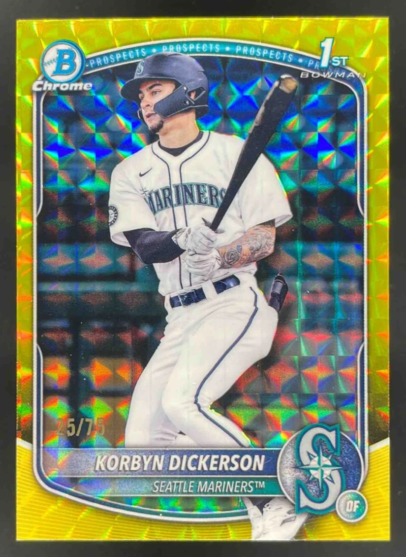 2025 Bowman Chrome Yellow Geometric Refractor #BDC-69 Korbyn Dickerson RC /75