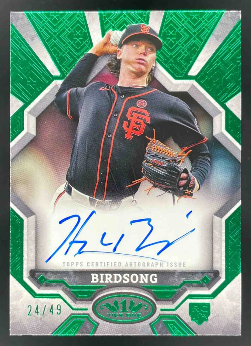 2025 Topps Tier One Break Out Green Foil #BOA-HB Hayden Birdsong RC Auto /49