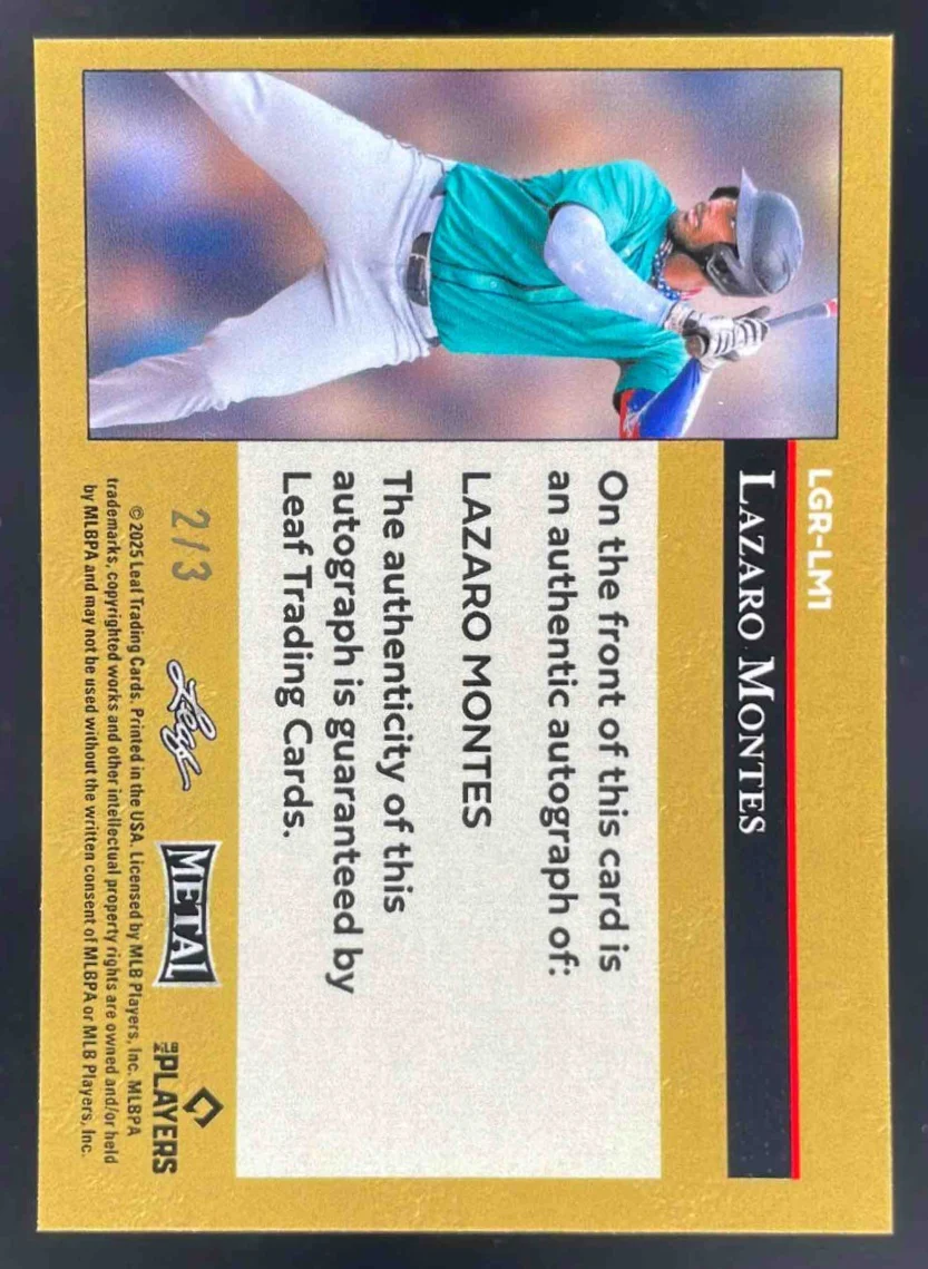 2025 Leaf Metal 92 Leaf LGR Laser Red #LGR-LM1 Lazaro Montes Auto /3 - Image 2