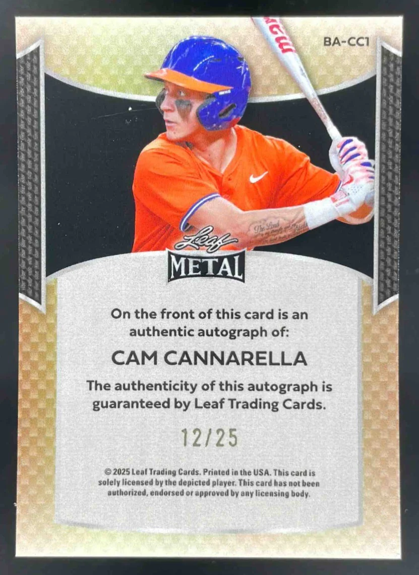2025 Leaf Metal Autograph Crystal Silver #BA-CC1 Cam Cannarella Auto /25 - Image 2