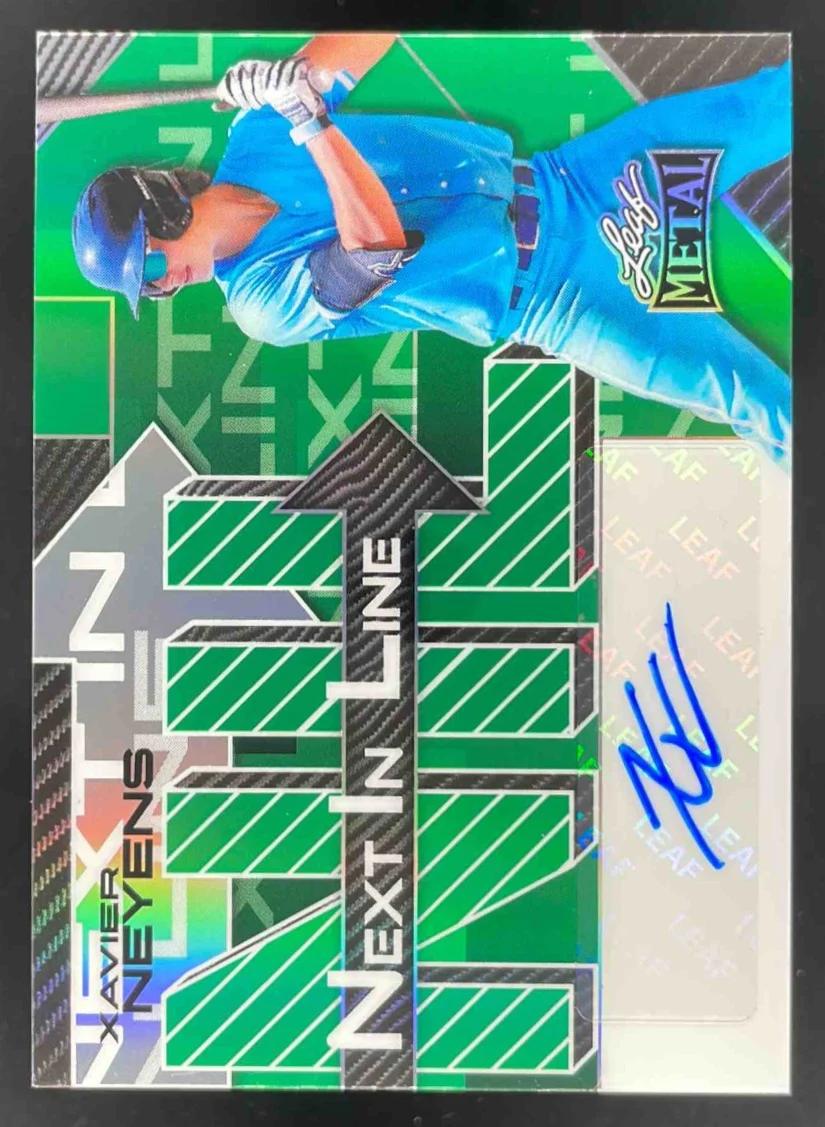 2025 Leaf Metal Next In Line Prismatic Green #NL-XN1 Xavier Neyens Auto /7