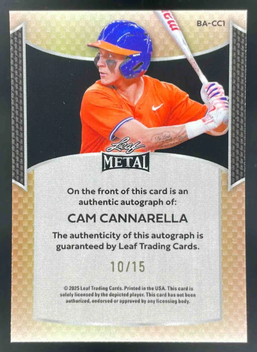 2025 Leaf Metal Autograph Crystal Blue #BA-CC1 Cam Cannarella Auto /15 - Image 2