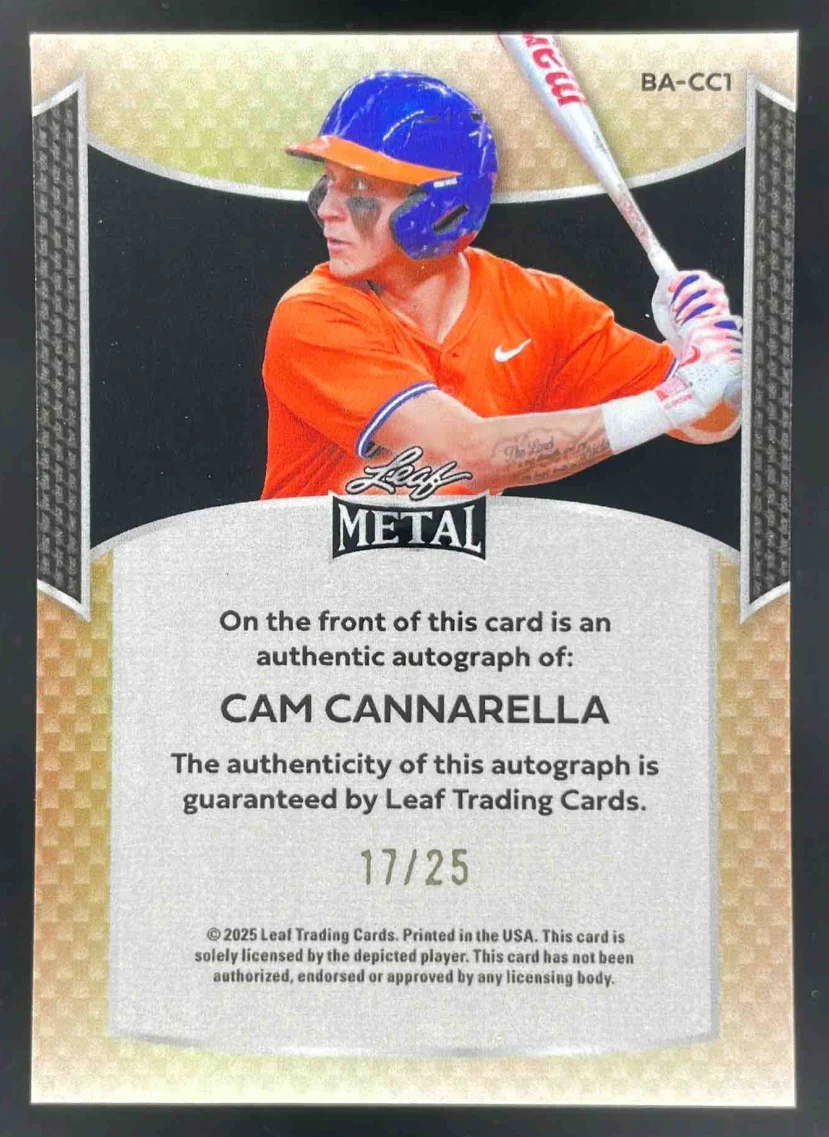 2025 Leaf Metal Autograph Crystal Silver #BA-CC1 Cam Cannarella Auto /25 - Image 2