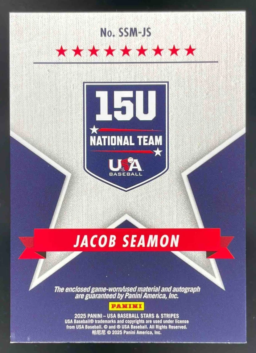 2025 Panini USA Stars & Stripes Stars and Stripes Materials Jacob Seamon Auto - Image 2