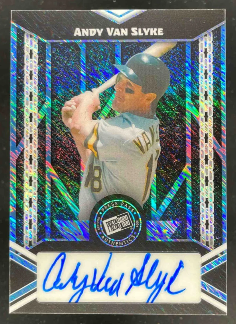 2024 Leaf Collective 2000 Press Pass Light Blue Shimmer Andy Van Slyke Auto /10