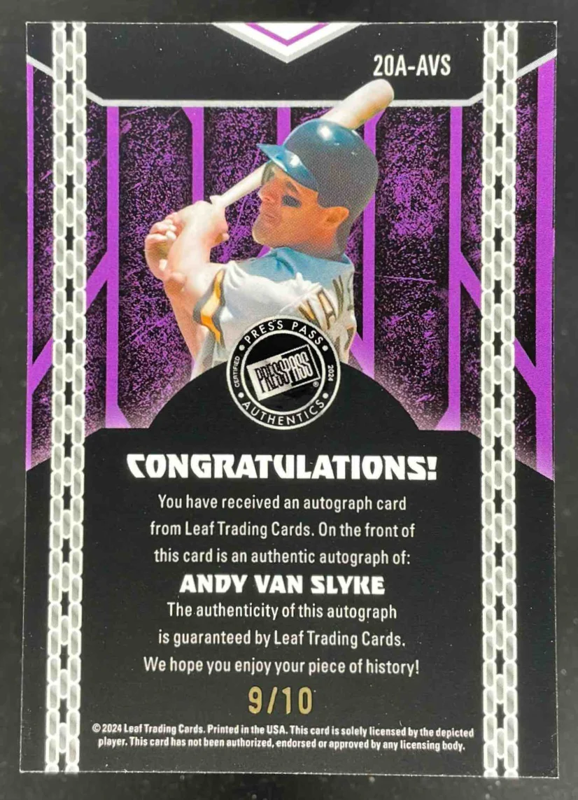 2024 Leaf Collective 2000 Press Pass Light Blue Shimmer Andy Van Slyke Auto /10 - Image 2