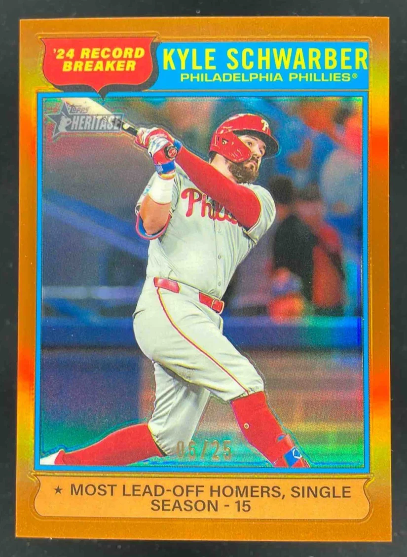 2025 Topps Heritage Chrome Orange Refractor #2 Kyle Schwarber /25