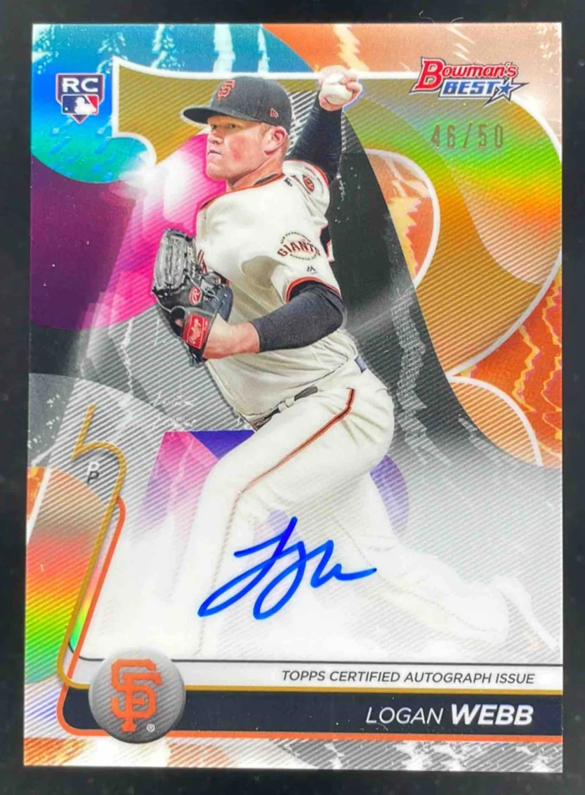 2020 Bowman's Best of 2020 Gold Refractor #B20-LW Logan Webb RC Auto /50