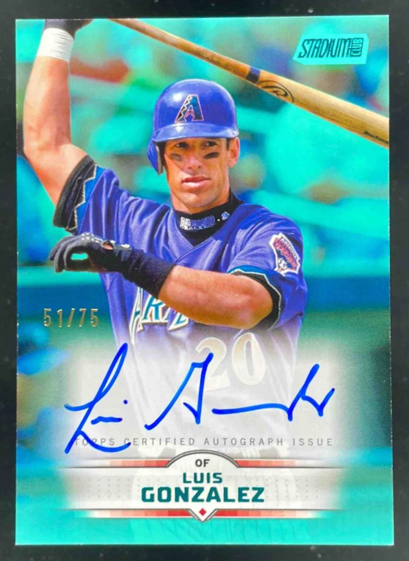 2025 Topps Stadium Club Autograph Turquoise Foil #SCBALGO Luis Gonzalez Auto /75