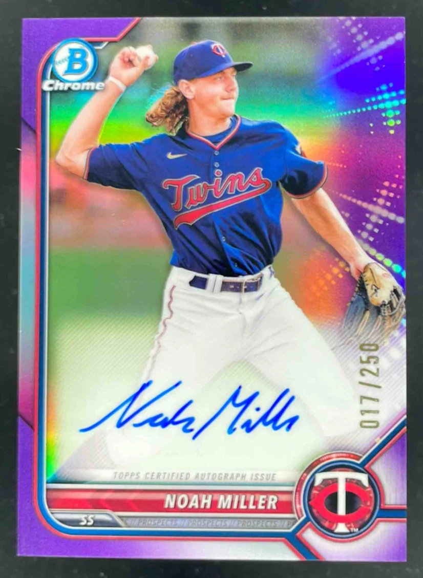 2022 Bowman Chrome Prospect Purple #CPA-NM Noah Miller Auto /250