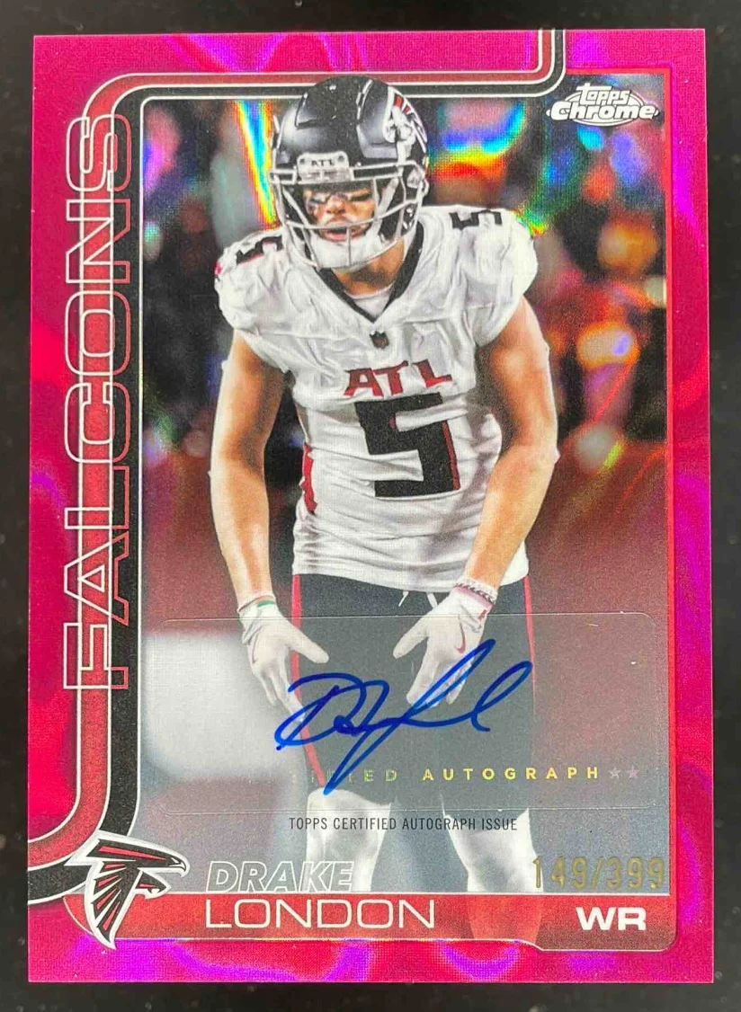2025 Topps Chrome Autograph Magenta Lava Refractor #BA-DL Drake London Auto /399
