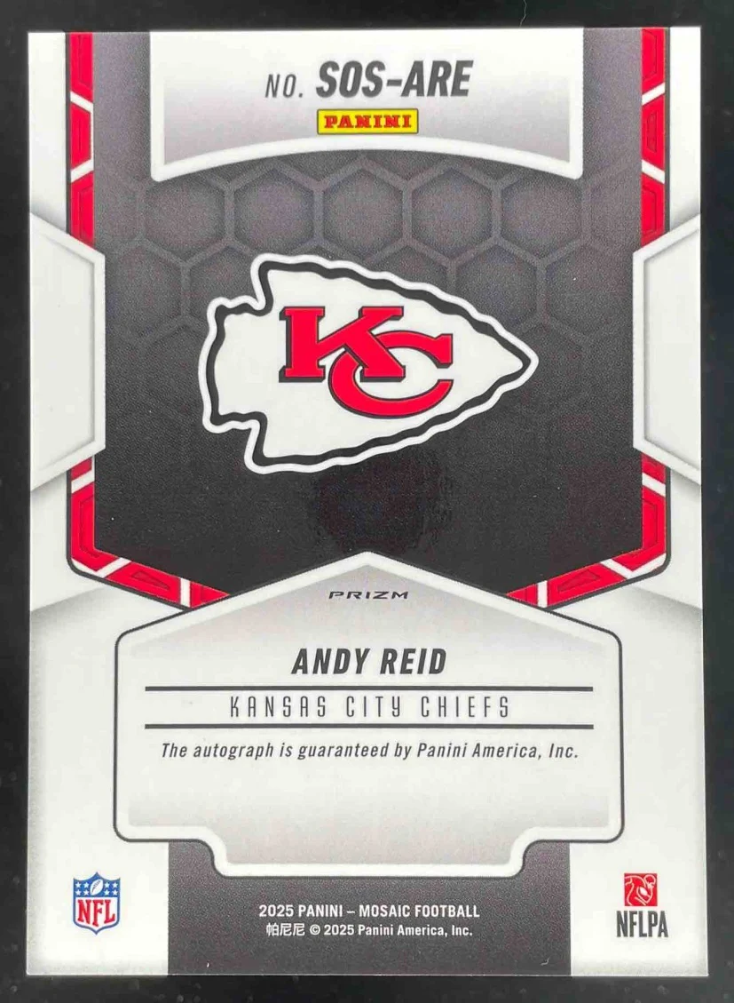 2025 Mosaic Showtime Choice Fusion Red and Yellow Prizm #SOS-ARE Andy Reid Auto - Image 2