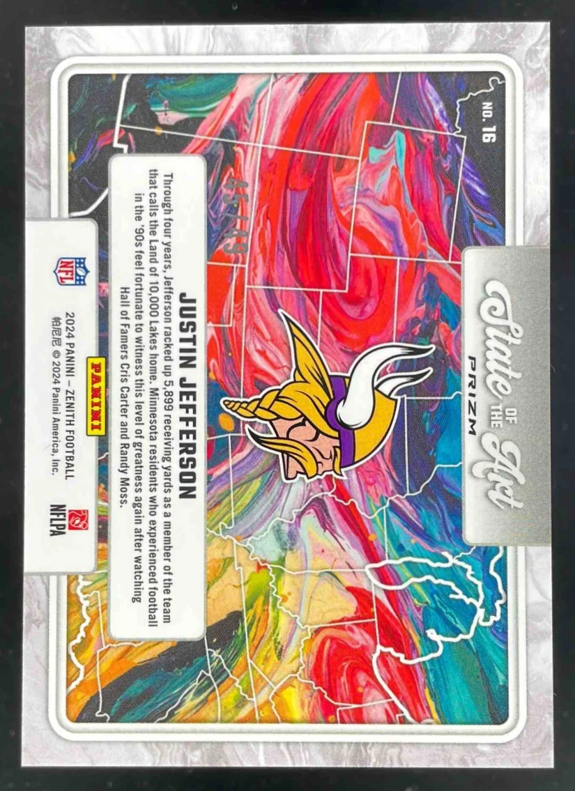 2024 Panini Zenith State of the Art Red #16 Justin Jefferson /49 - Image 2