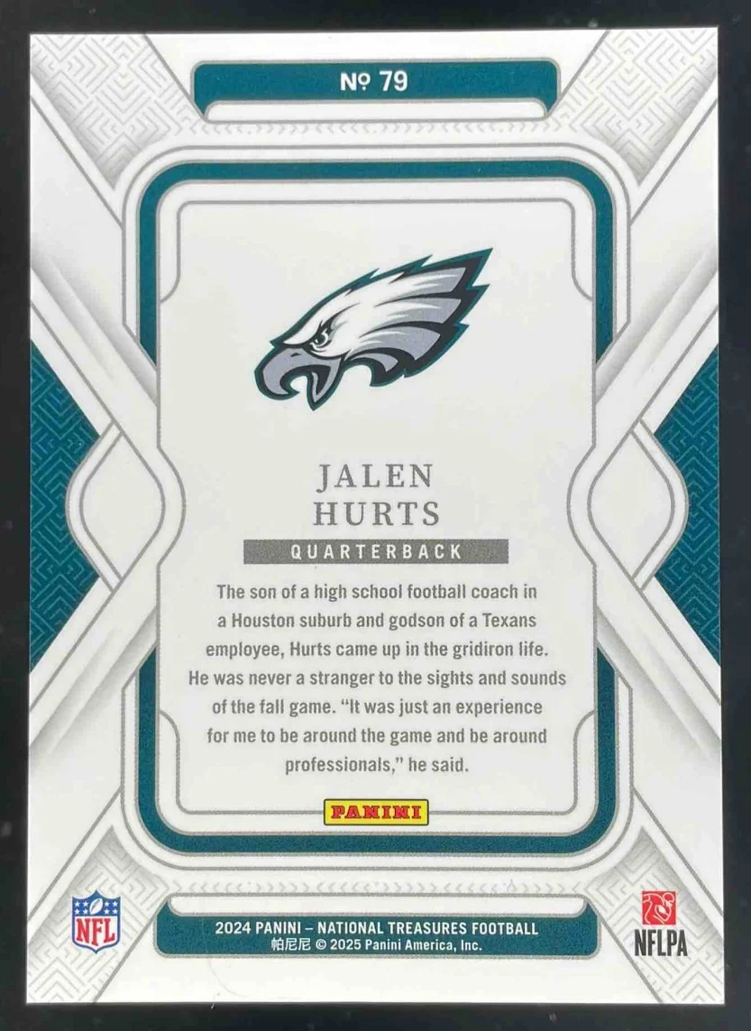 2024 Panini National Treasures Holo Silver #79 Jalen Hurts /25 - Image 2