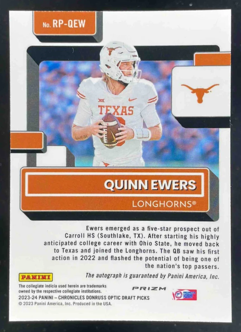 2024 National Treasures Collegiate Donruss Optic Draft Silver Quinn Ewers Auto - Image 2