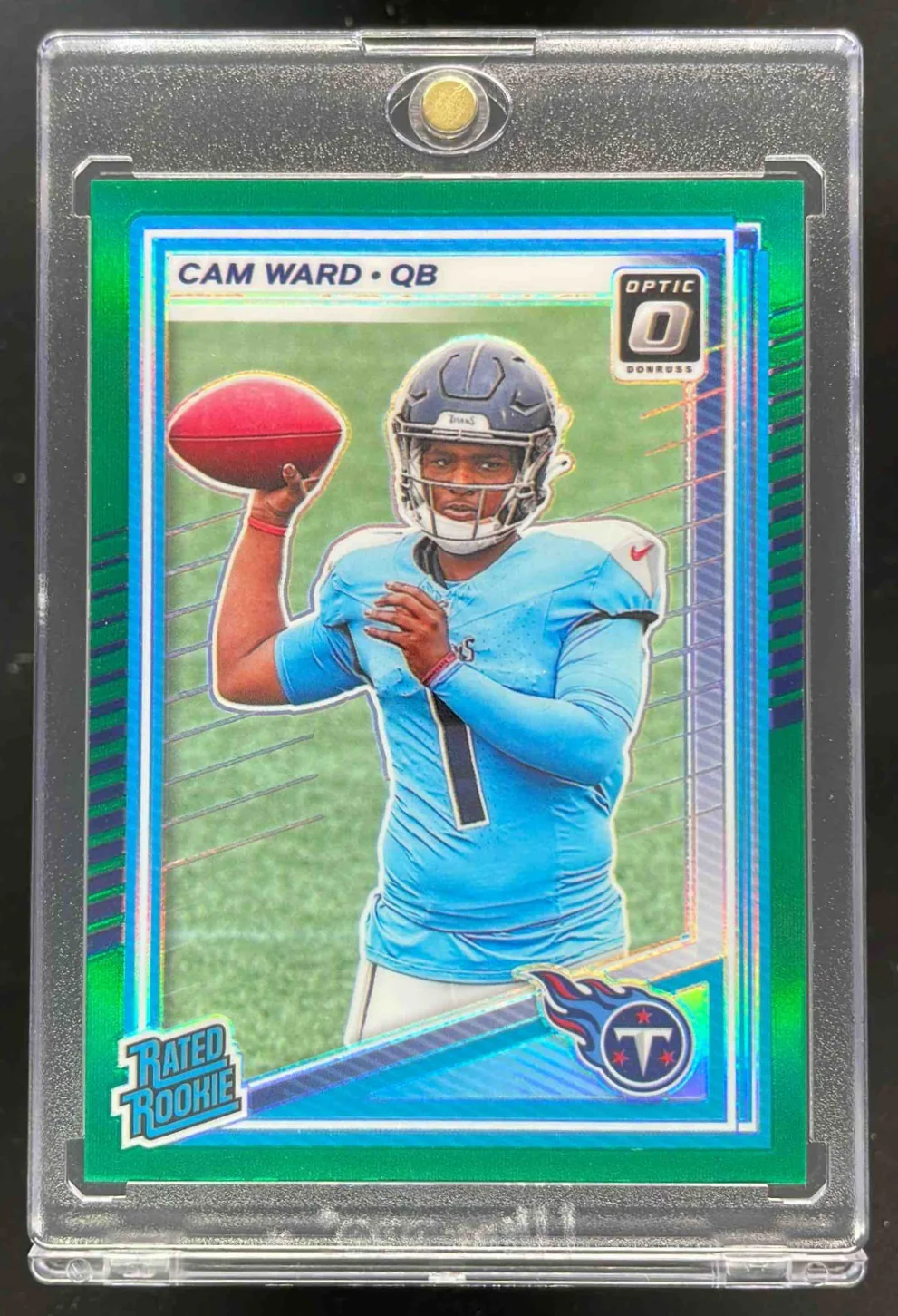 2025 Panini Donruss Optic Rated Rookie Green Prizm #293 Cam Ward Rated Rookie /5