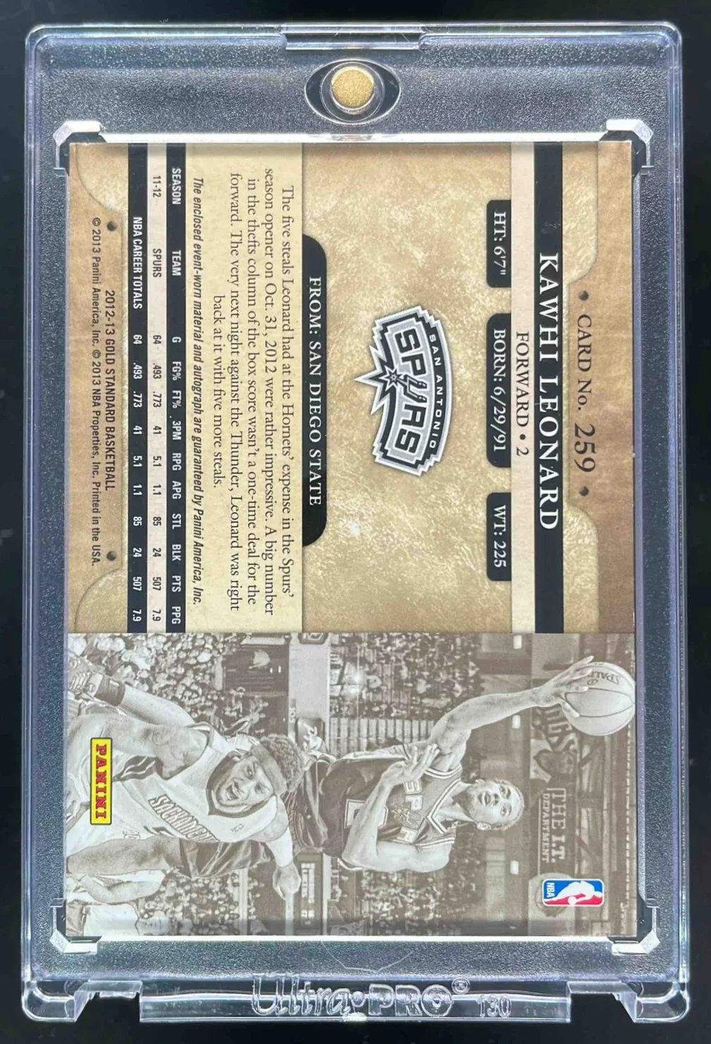 2012-13 Panini Gold Standard #259 Kawhi Leonard Rookie Autograph RC Auto - Image 2