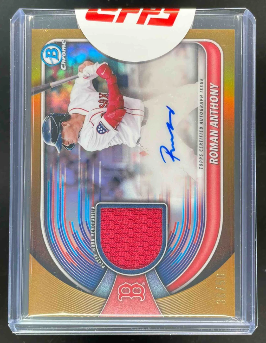 2025 Bowman Chrome Chrome Relic Gold #BCAR-RAN Roman Anthony Auto /50