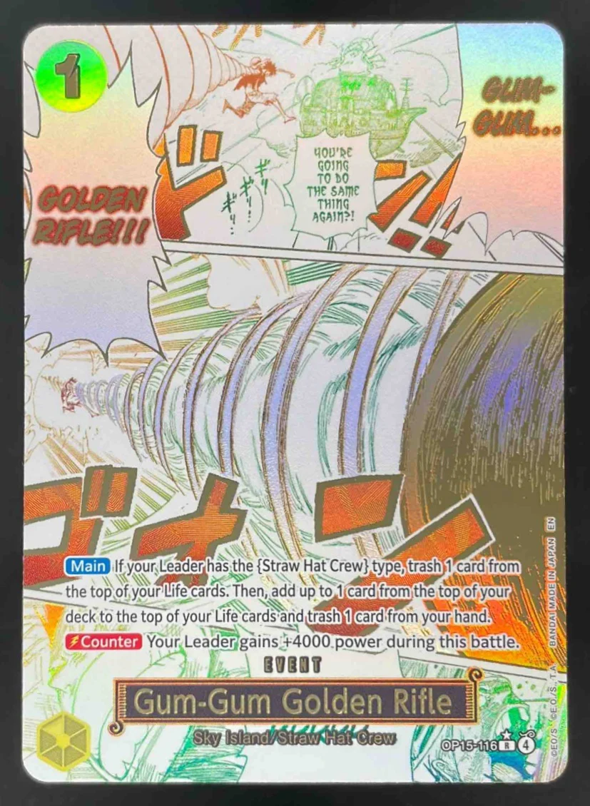 2026 One Piece Adventure on Kami's Island Alternate Art Gum-Gum Golden Rifle