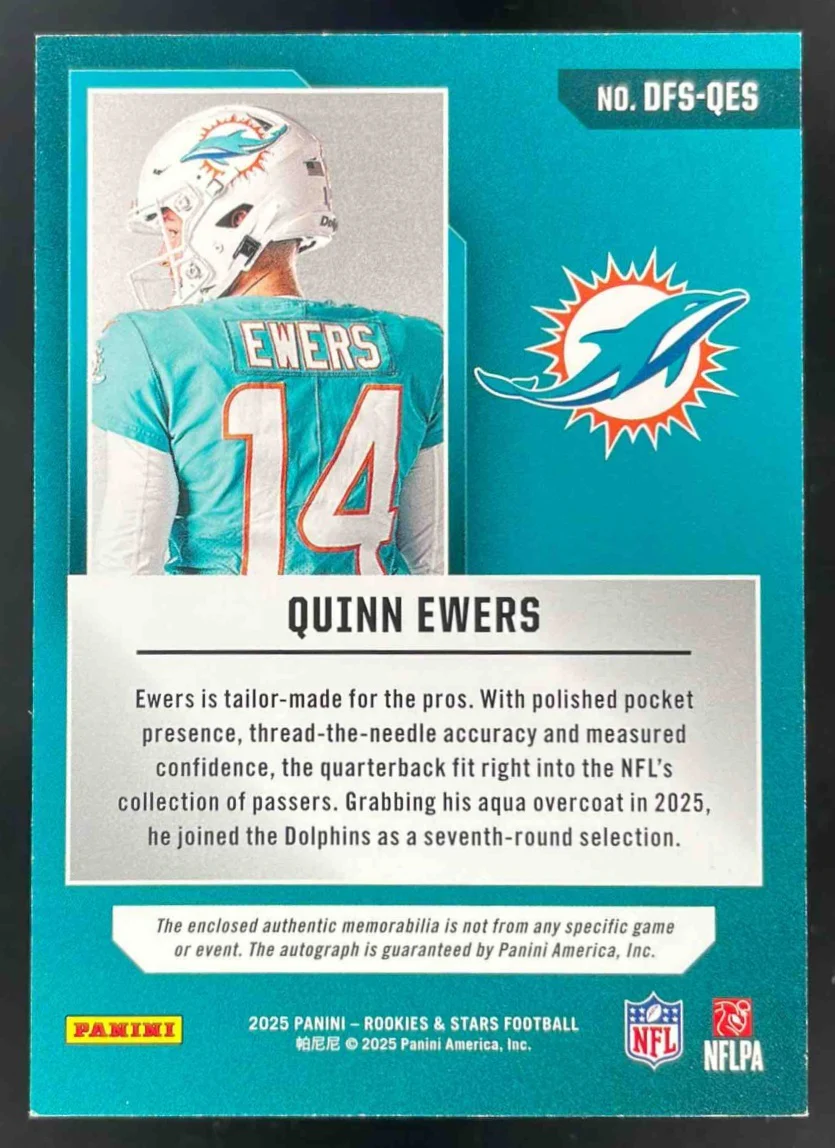 2025 Panini Rookies & Stars Dress for Success #DFS-QES Quinn Ewers RC Auto /99 - Image 2