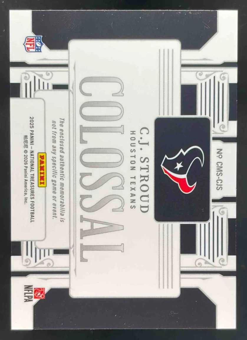 2025 Panini National Treasures Colossal Materials #CM-CSD C.J. Stroud /49 - Image 2