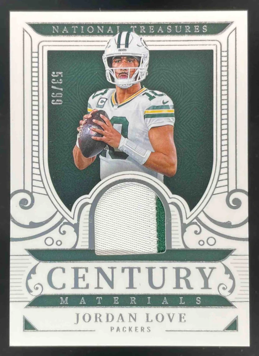 2025 Panini National Treasures Century Materials #CM-JLE Jordan Love /99
