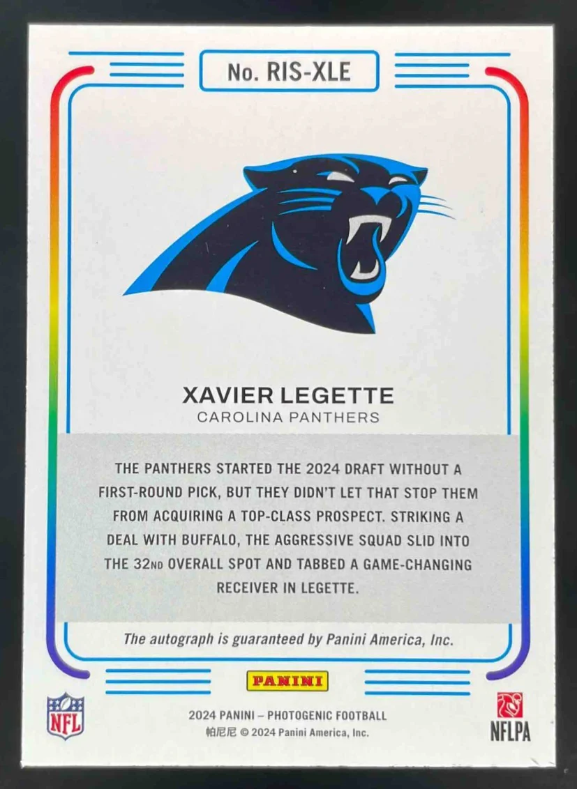 2024 Photogenic Instants Silver #18 Xavier Legette RC Auto /49 - Image 2