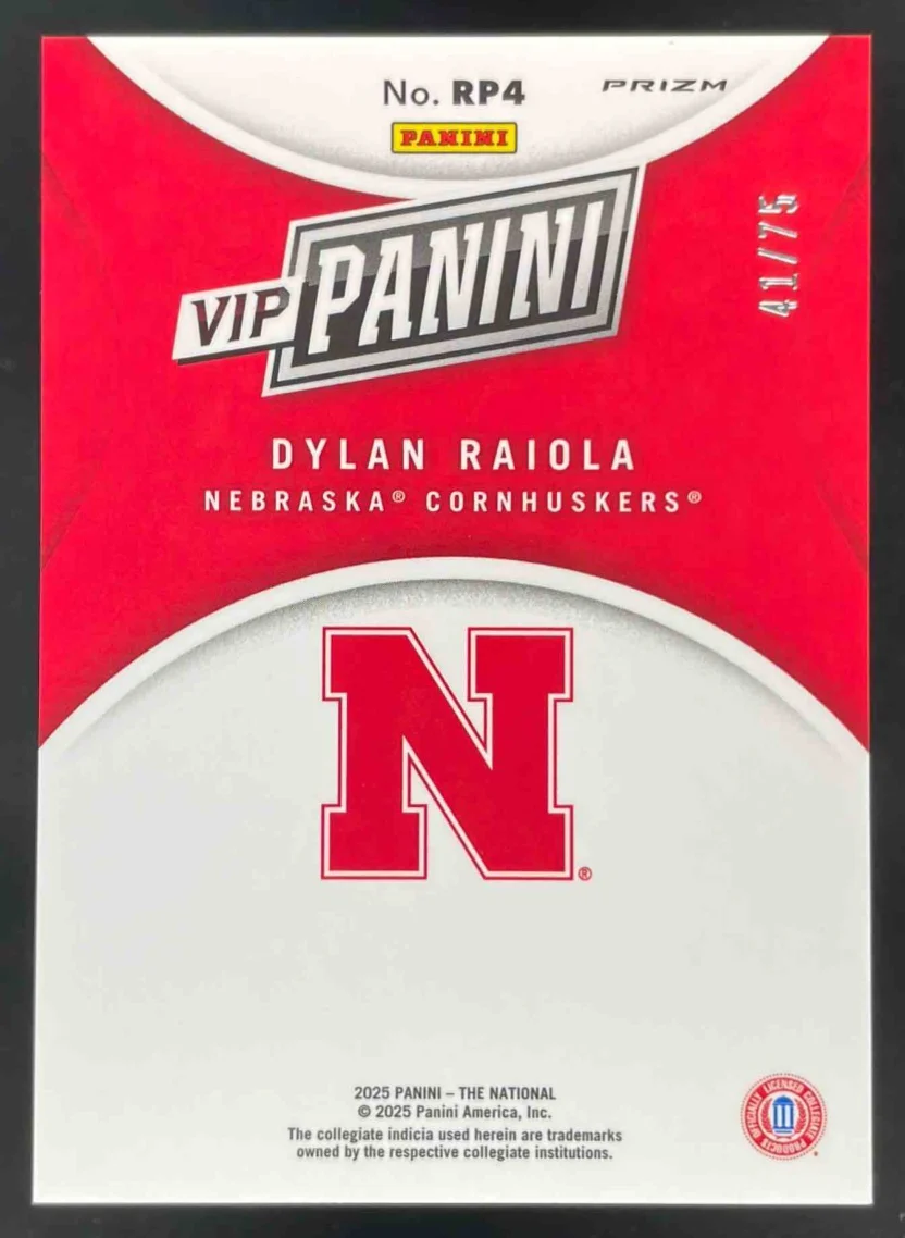 2025 NSCC VIP Gold Packs Gold VIP Blue Sparkle #RP4 Dylan Raiola Prospect /75 - Image 2