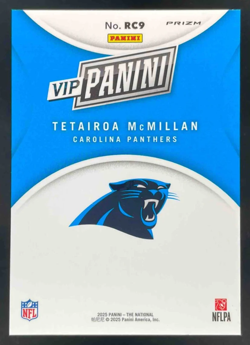 2025 NSCC VIP Gold Packs Gold VIP Tiger Stripes #RC9 Tetairoa McMillan Rookie - Image 2