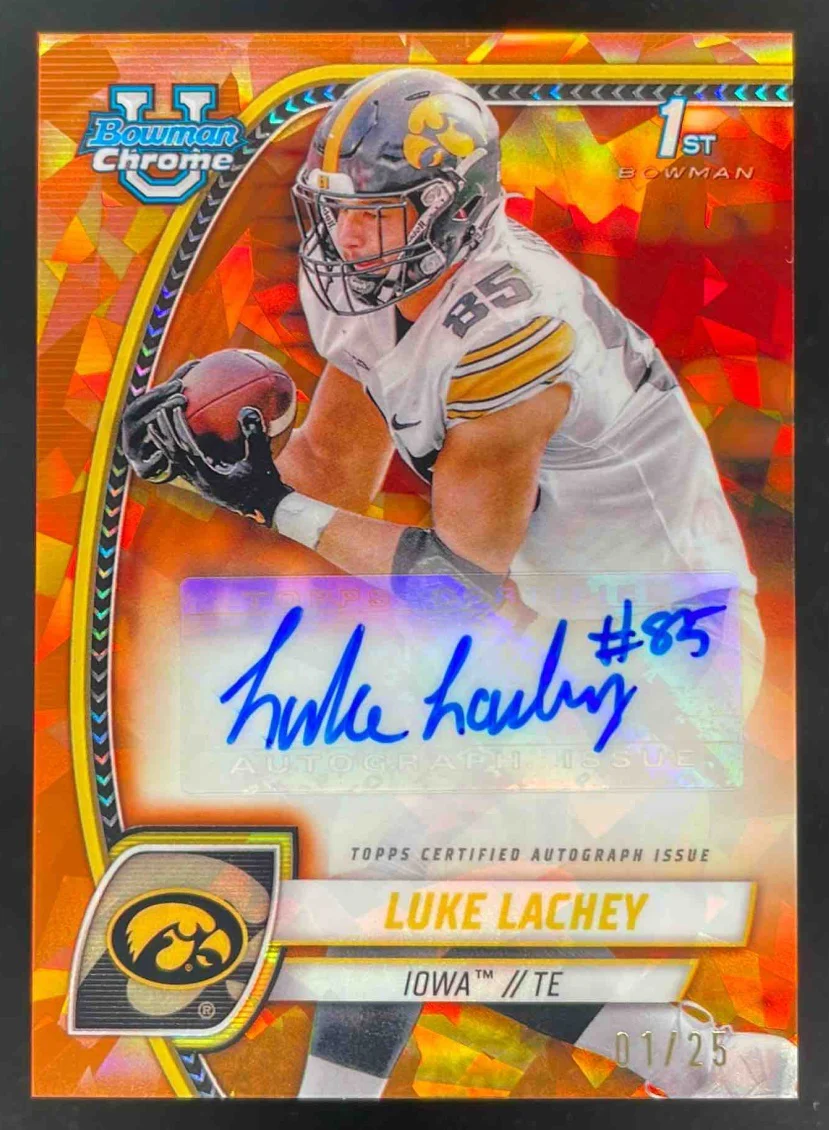 2024 Bowman Chrome University Sapphire Orange #PA-LLA Luke Lachey Auto /25