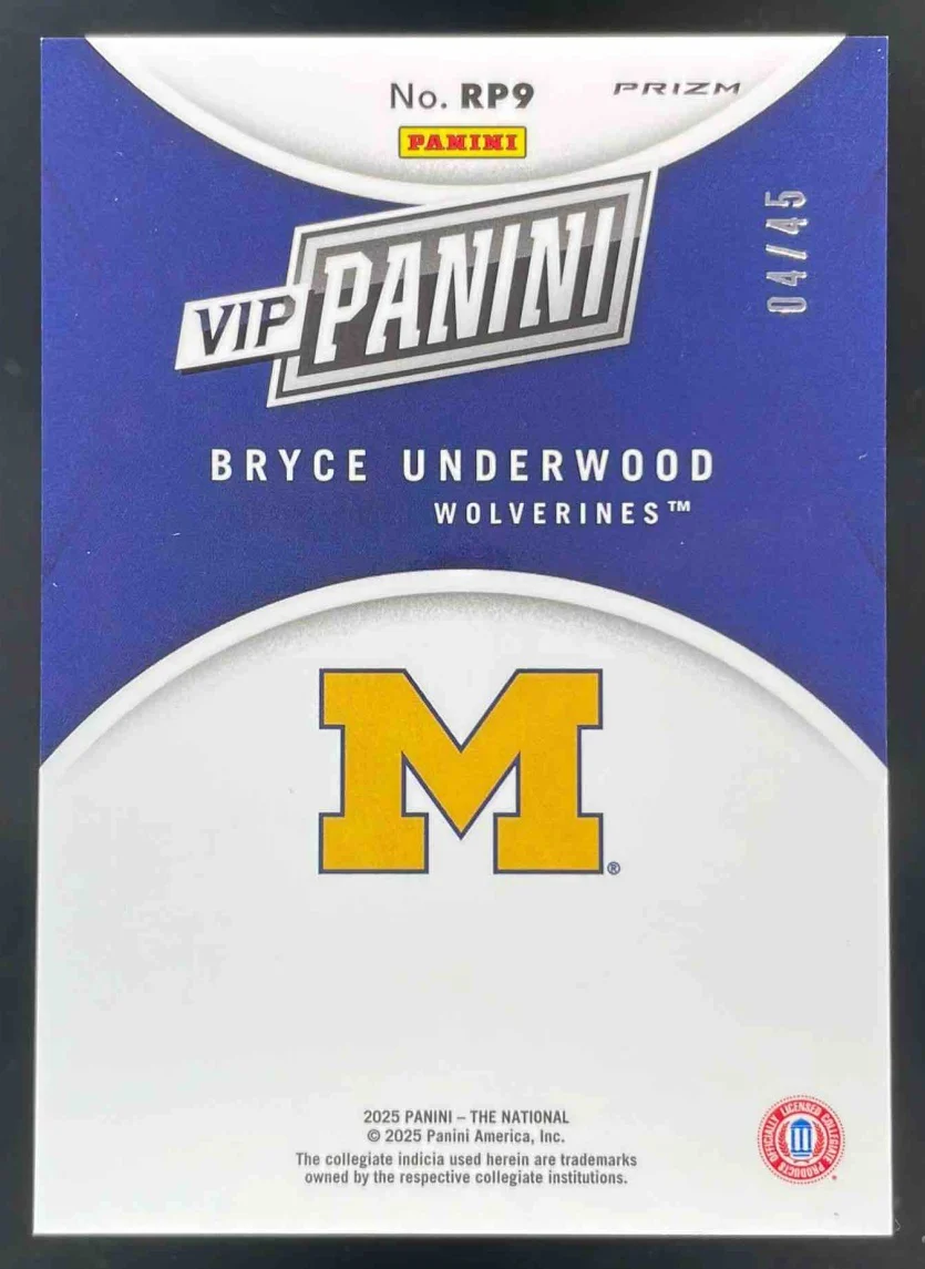 2025 NSCC VIP Gold VIP National Sparkle Hello #RP9 Bryce Underwood /45 - Image 2
