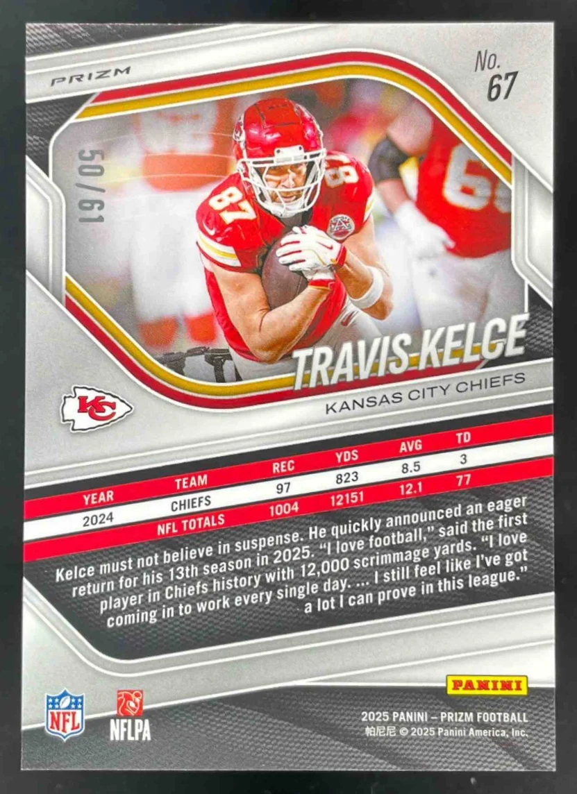 2025 Panini Prizm Kangaroo Prizm #67 Travis Kelce /61 - Image 2