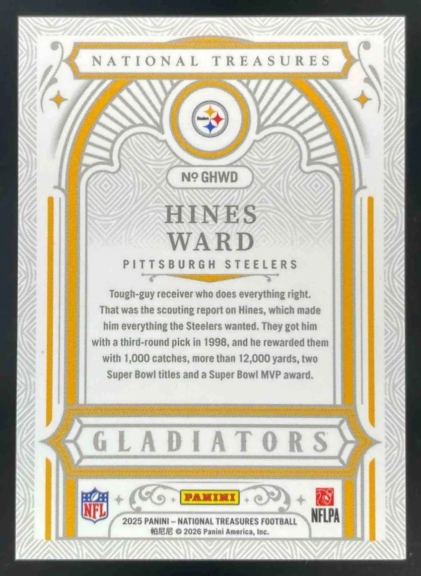 2025 Panini National Treasures Gladiators #G-HWD Hines Ward /50 - Image 2
