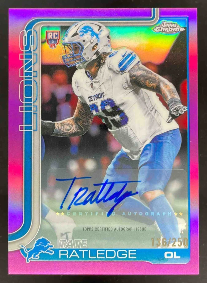 2025 Topps Chrome Pink #RA-TR Tate Ratledge RC Auto /250