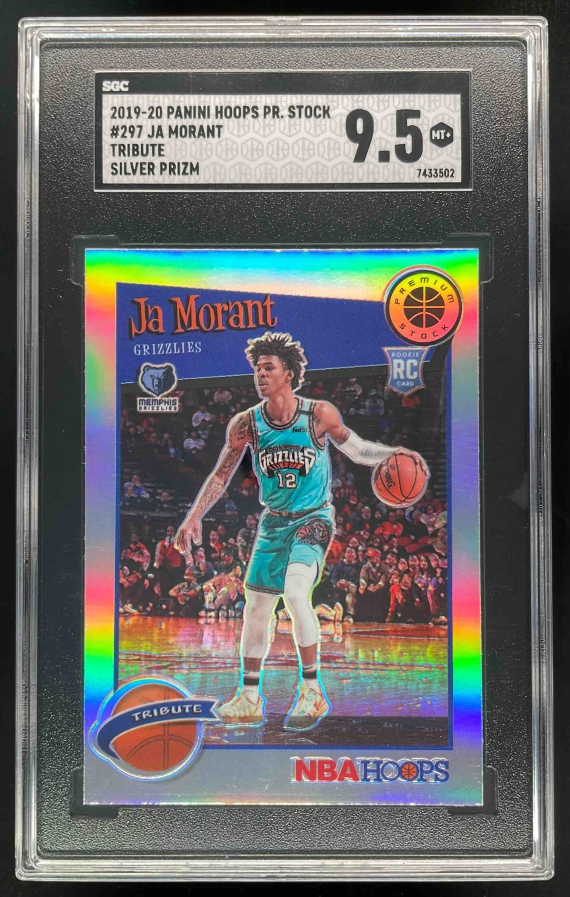 2019-20 Panini Hoops Premium Stock Prizms Silver #297 Ja Morant RC SGC 9.5