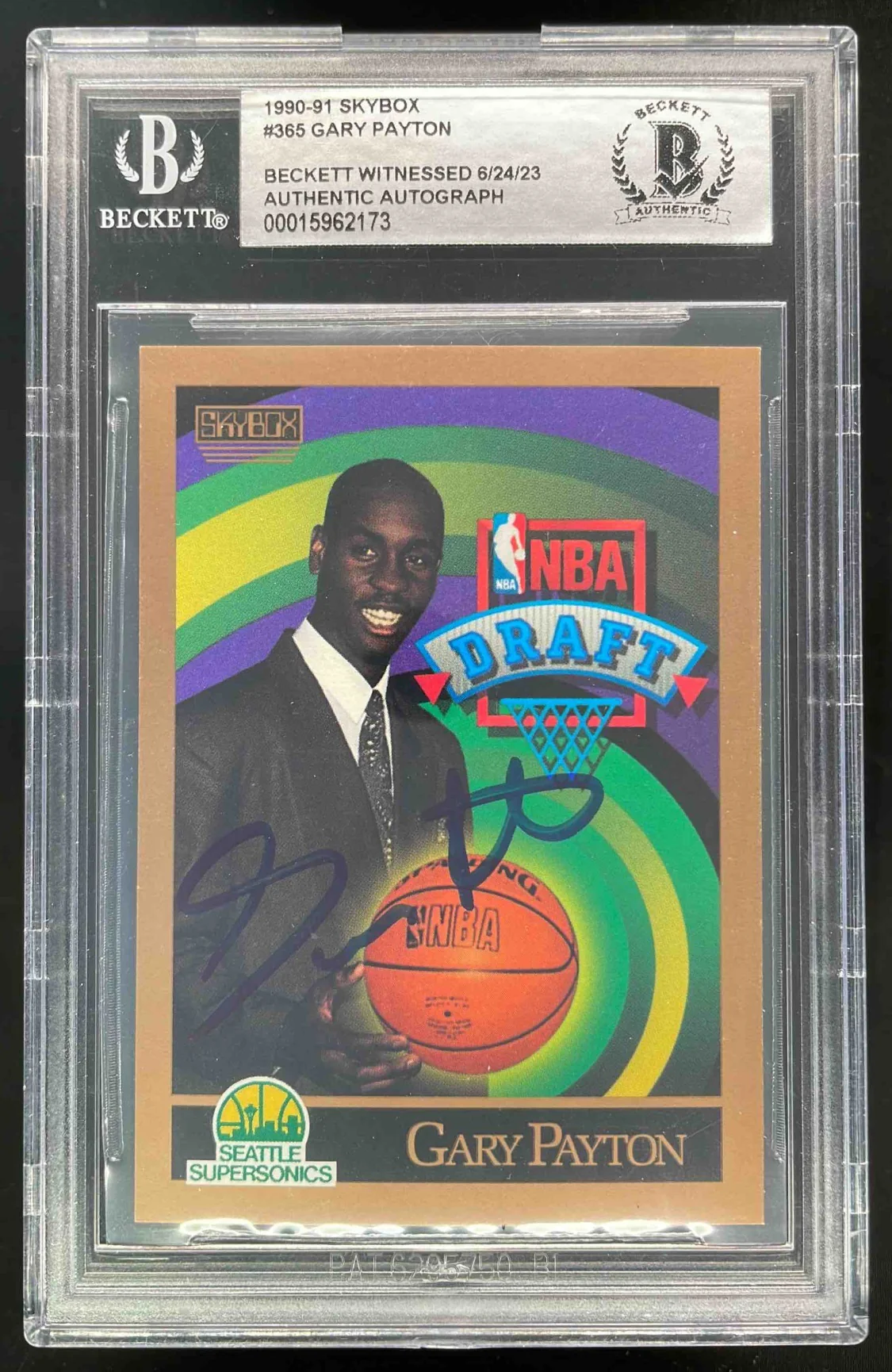 1990-91 Skybox #365 Gary Payton Rookie Autograph RC Auto BGS Authentic