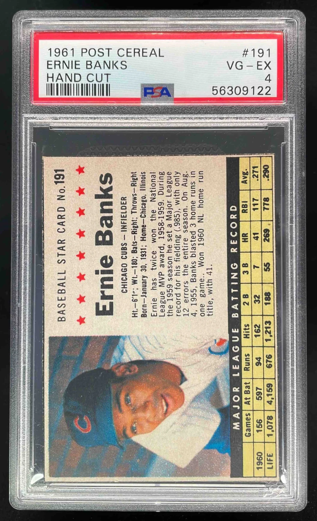 1961 Post 1961 Post #191 Ernie Banks PSA 4