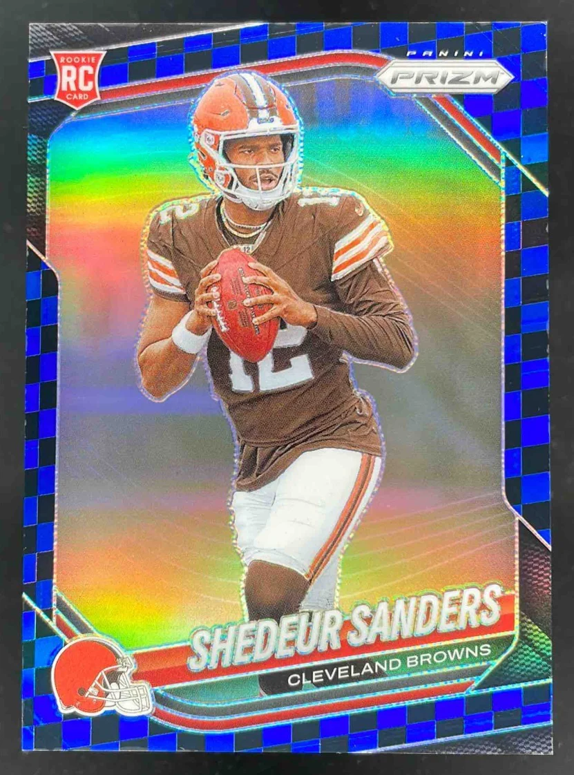 2025 Panini Prizm Black & Blue Checker Prizm #302 Shedeur Sanders RC